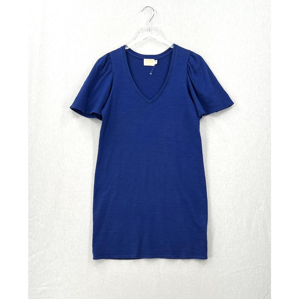 NATION LTD Mallory Dress Womens Blue Small Blue V-neck Short Sleeve T-shirt NEW - Picture 3 of 16